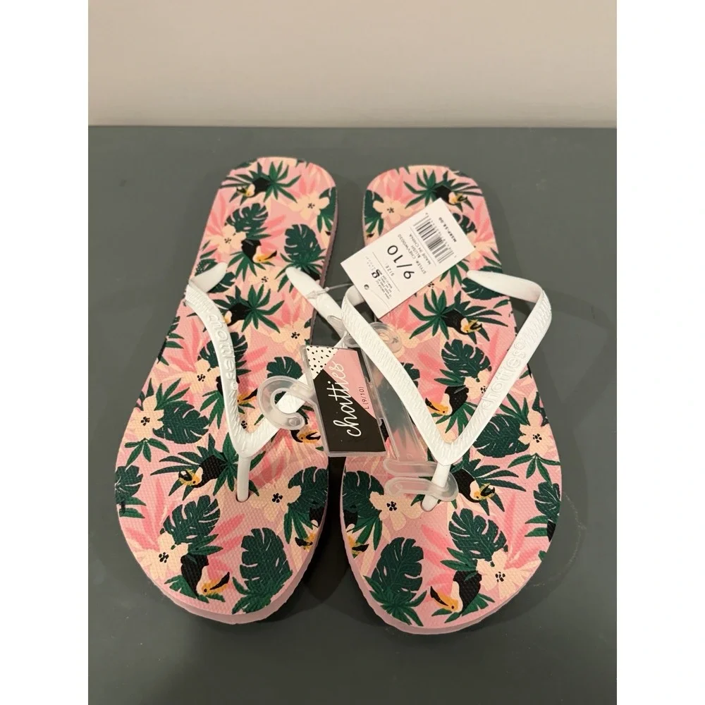 Chatties Women Flip Flops Pink Toucan Tropical Sandals CHEVW0030 Blush Size 9-10